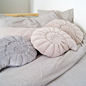 Velvet Shell Pillow. 30x25cm. Shell shaped cushions. Copper, beige, gray velvet pillows. Nautical Home decor pillows. Bed shell pillow. image 5