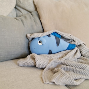 Blue BABY FISH. Toddler toys, nursery toys, cuddly toys, stuffed animal for baby, stuffed fish, fish plush animal, toys for baby toddler. image 1