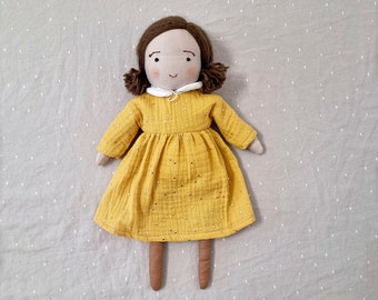 Waldorf inspired 13” cloth doll for girls, dolls for girls, rag dolls for girls, fabric doll, stuffed doll, stuffed toys, rag doll gifts.