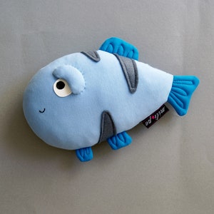 Blue BABY FISH. Toddler toys, nursery toys, cuddly toys, stuffed animal for baby, stuffed fish, fish plush animal, toys for baby toddler. image 2