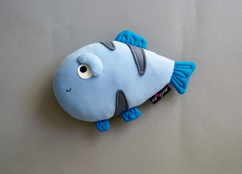 Blue BABY FISH. Toddler toys, nursery toys, cuddly toys, stuffed animal for baby, stuffed fish, fish plush animal, toys for baby toddler. image 2