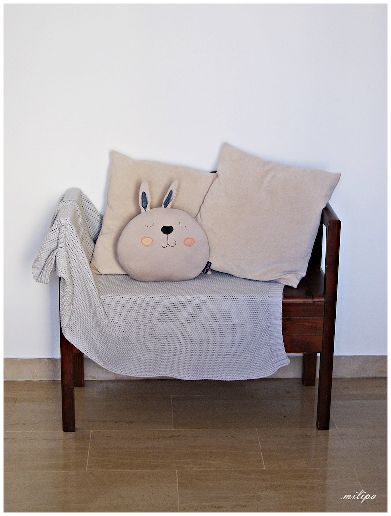 Stuffed BUNNY PILLOW. Kids room decorative pillow. image 5