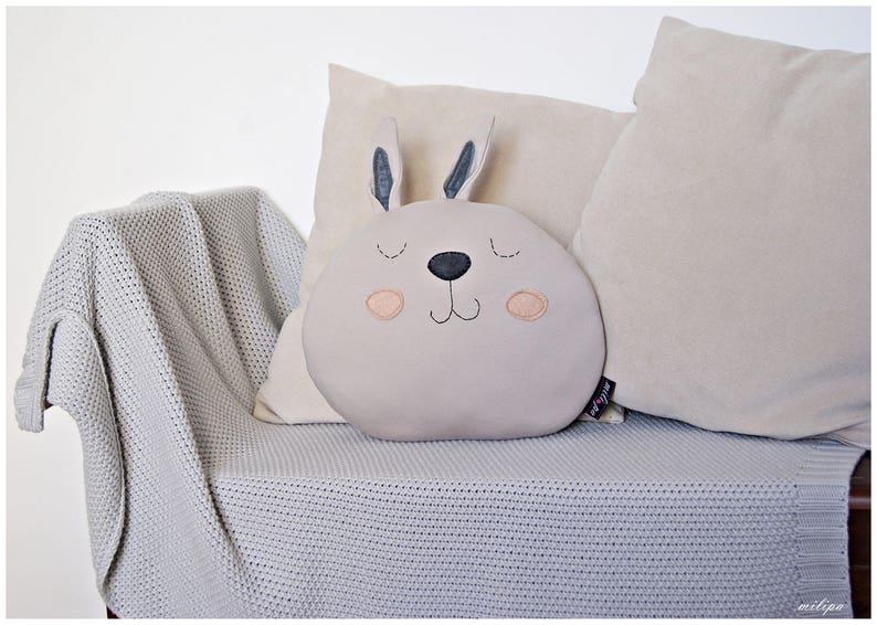 Stuffed BUNNY PILLOW. Kids room decorative pillow. image 3