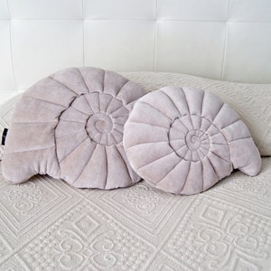 Velvet Shell Pillow. 30x25cm. Shell shaped cushions. Copper, beige, gray velvet pillows. Nautical Home decor pillows. Bed shell pillow. image 8