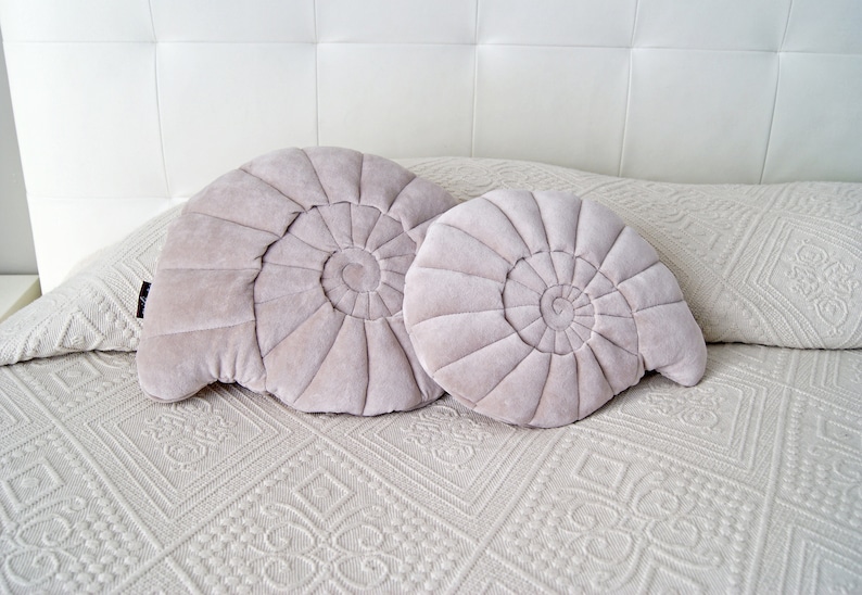 Velvet Shell Pillow. 30x25cm. Shell shaped cushions. Copper, beige, gray velvet pillows. Nautical Home decor pillows. Bed shell pillow. image 8