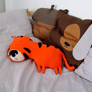 Stuffed toys HUGO Tiger. Stuffed animals tiger, plush tiger, stuffed nursery toys, kids plush toys, stuffed tiger. Decorative animal pillow.