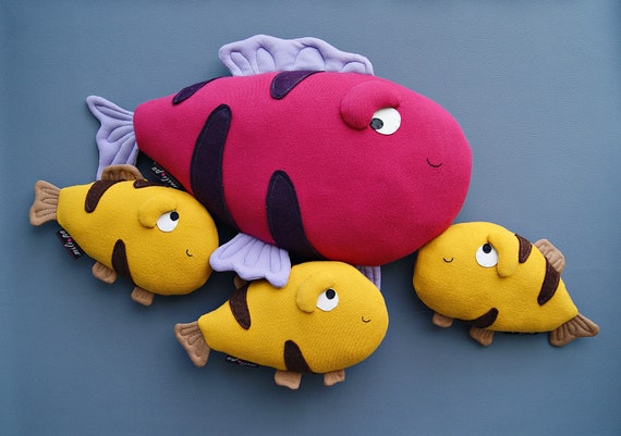 Maman Et Bebe Poisson Animaux En Peluche Peluches Jouets De Etsy