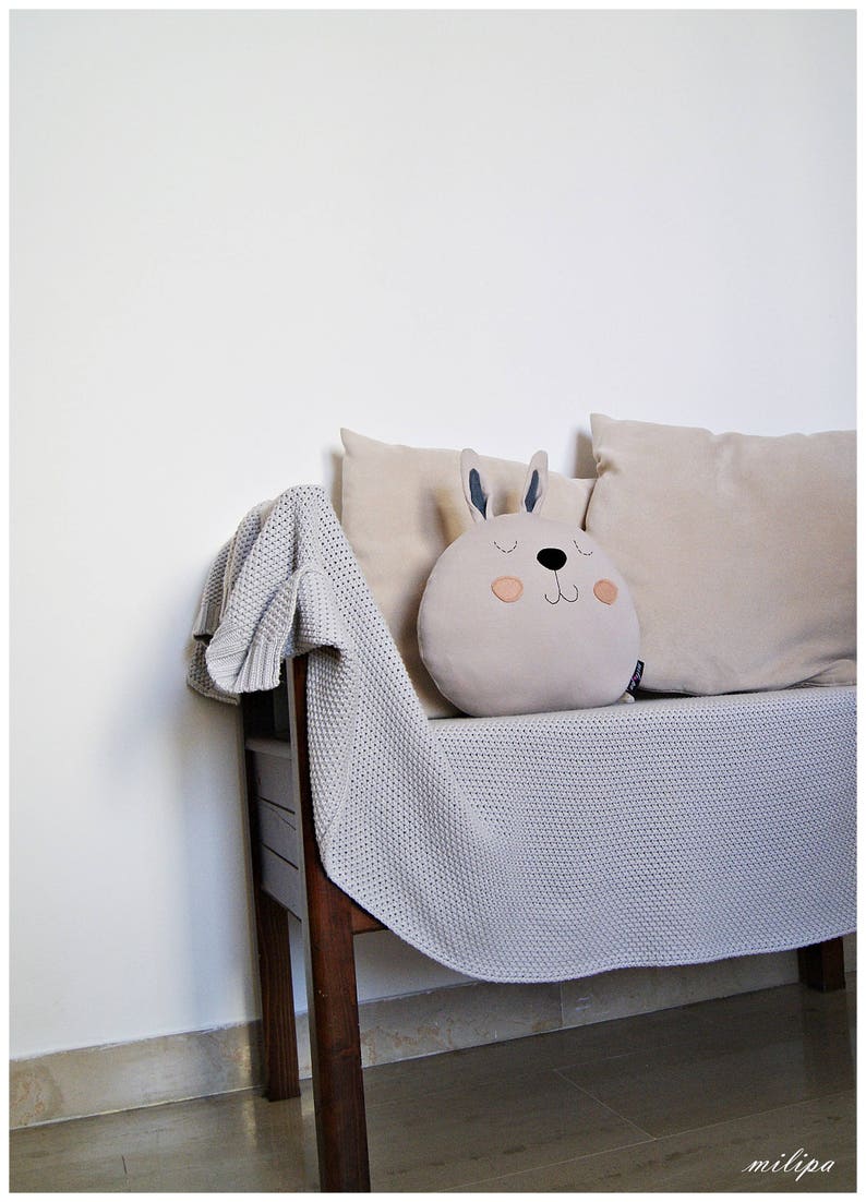 Stuffed BUNNY PILLOW. Kids room decorative pillow. image 4