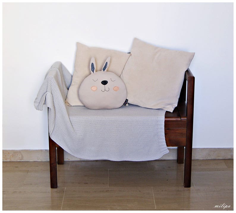 Stuffed BUNNY PILLOW. Kids room decorative pillow. image 9