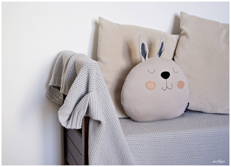 Stuffed BUNNY PILLOW. Kids room decorative pillow. image 7