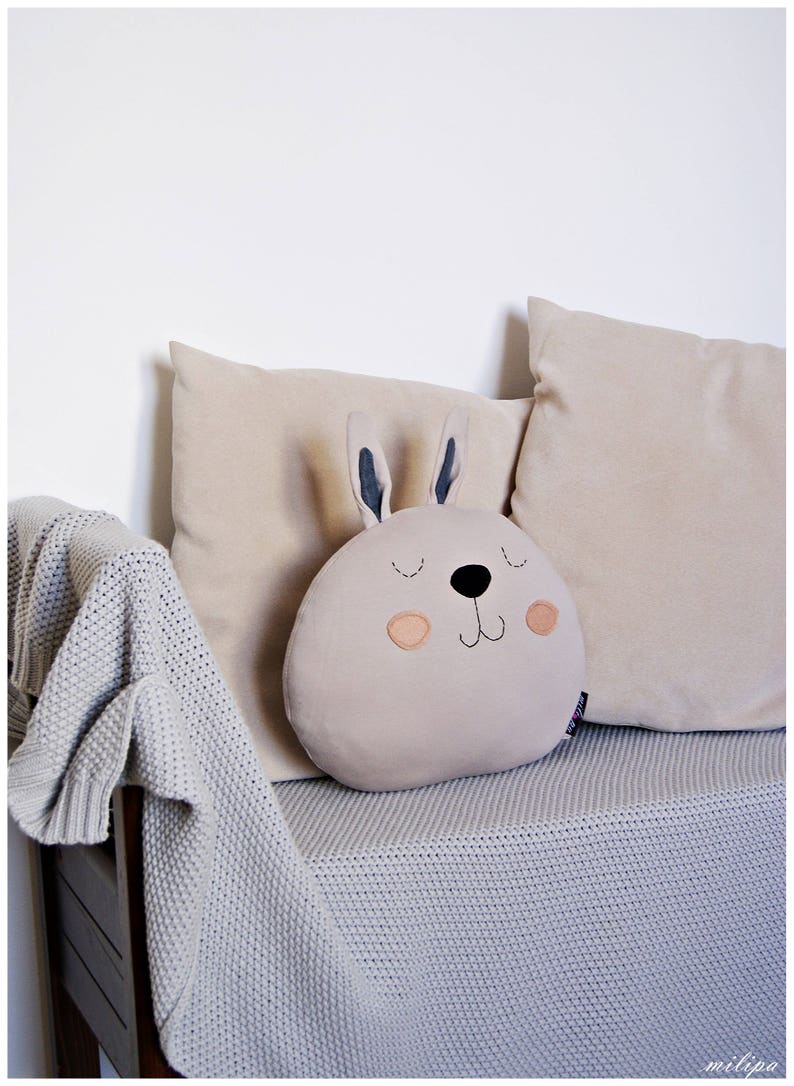 Stuffed BUNNY PILLOW. Kids room decorative pillow. image 6