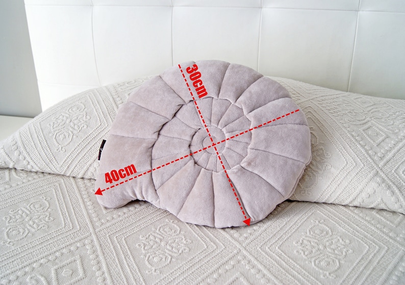 Velvet Shell Pillow. 40x30 cm. Handcrafted shell shaped cushions. Copper, beige, gray velvet pillows. Home decor pillows. Bed shell pillow image 2