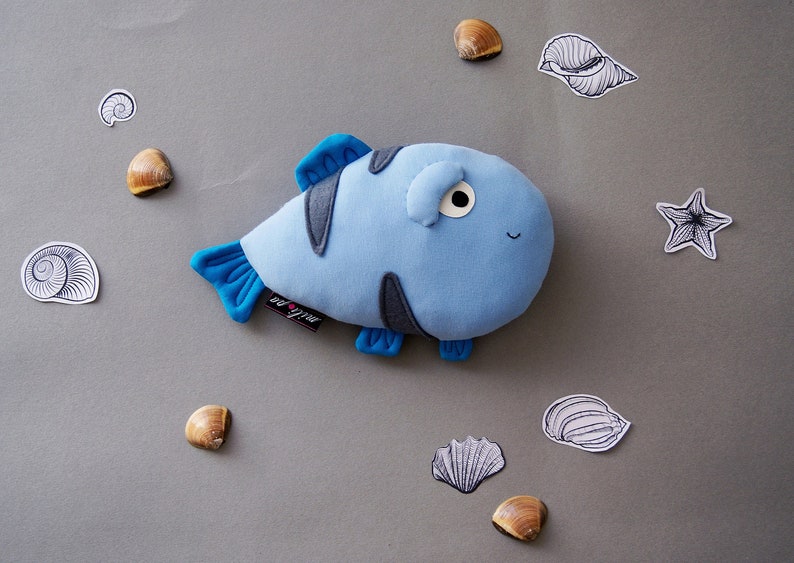 Blue BABY FISH. Toddler toys, nursery toys, cuddly toys, stuffed animal for baby, stuffed fish, fish plush animal, toys for baby toddler. image 3