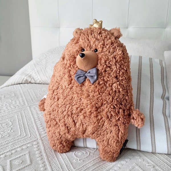 Teddy the King: Handmade Plush Bear with Crown