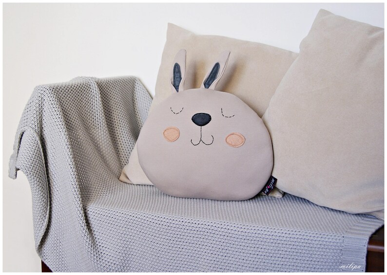 Stuffed BUNNY PILLOW. Kids room decorative pillow. image 8