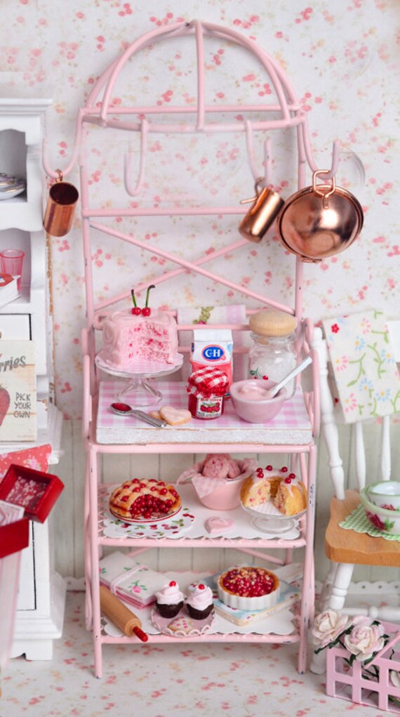 Miniature Shabby Pink Baker's Rack Etsy