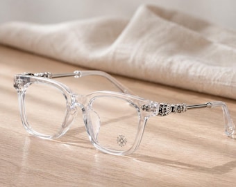 Gothic cross silver decorative frame, anti blue light glasses, men's and women's retro transparent glasses, comfortable daily glasses