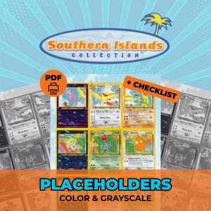 Può includere: Una collezione digitale di carte collezionabili Southern Islands con versioni a colori e in scala di grigi di personaggi come Pidgeot, Ivysaur e Raticate. Il set include una lista di controllo in PDF e segnaposti per le carte.