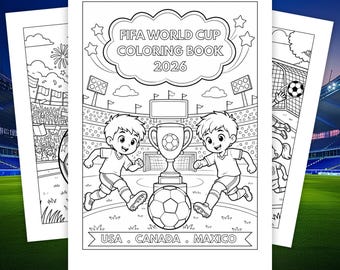Libro para colorear de la Copa Mundial de la FIFA para niños / 20 páginas para colorear de fútbol / Libro de actividades de fútbol para imprimir / Libro para colorear de deportes para niños