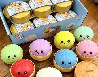 Brinquedo antiestresse em formato de bolinho de massa, fofo e colorido, que cresce lentamente para crianças.