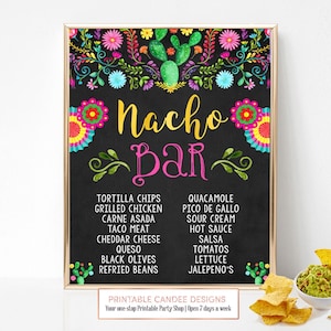 Nacho Bar Menu Sign Cinco De Mayo Taco Party Birthday Fiesta Baby Shower Floral Mexican Cactus Custom Printable File