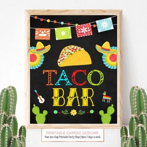 Taco Bar Sign Cinco De Mayo Taco Party Birthday Fiesta Baby Shower Mexican Cactus Printable File Instant Download