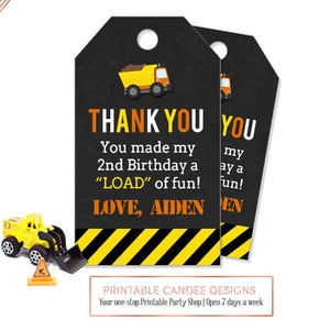Dump Truck Geschenkanhänger, Bau Geschenkanhänger, Dump Truck, personalisierte Favor Tags, Danke Tags, Printable