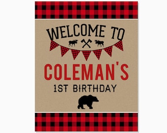 Lumberjack Welcome Sign, Lumberjack Party Sign, Lumberjack Party Decor, Lumberjack Birthday, Printable