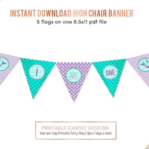 Mermaid Banner, First Birthday Banner, Mermaid 1st Birthday, Under the Sea Birthday, Mermaid High Chair Banner, Instant Download