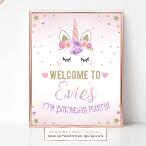 Unicorn Welcome Sign, Unicorn Party Sign, Unicorn Party Decor, Unicorn Birthday, Unicorn Party Sign, Printable