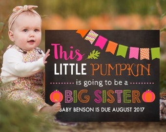 Pumpkin Pregnancy Announcement, Fall Announcement, Thanksgiving Photoshoot Prop, Autumn Baby Announcement, Big Sister Sign