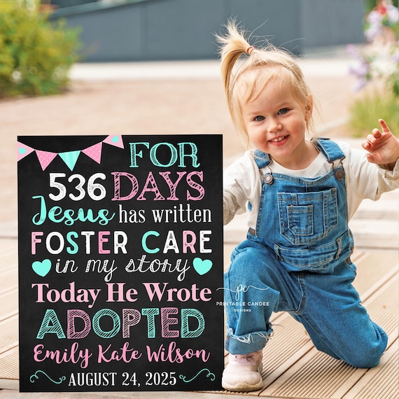 Editable Adoption Announcement Sign Pink Adopted Religious Poster Jesus Wrote Adopted Photography Prop Printable Template