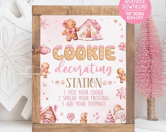 Christmas Cookie Decorating Station Sign Oh Snap Cookie Decorating Party Pink Holiday Cookies Cocoa Editable Printable Download