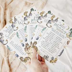Dragon Baby Shower Games Blue Dragons Theme Printable Game Bundle It's ...