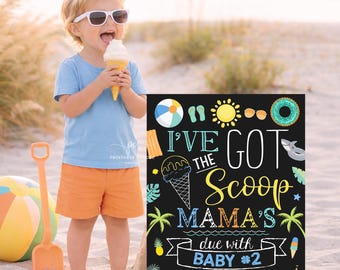 Ice cream Big Brother Pregnancy Announcement Template Beach Got the scoop Sign