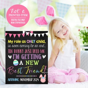 Easter Pregnancy Announcement Pregnancy Reveal Big Sister Sign Happy Promoted to Big Sister Printable