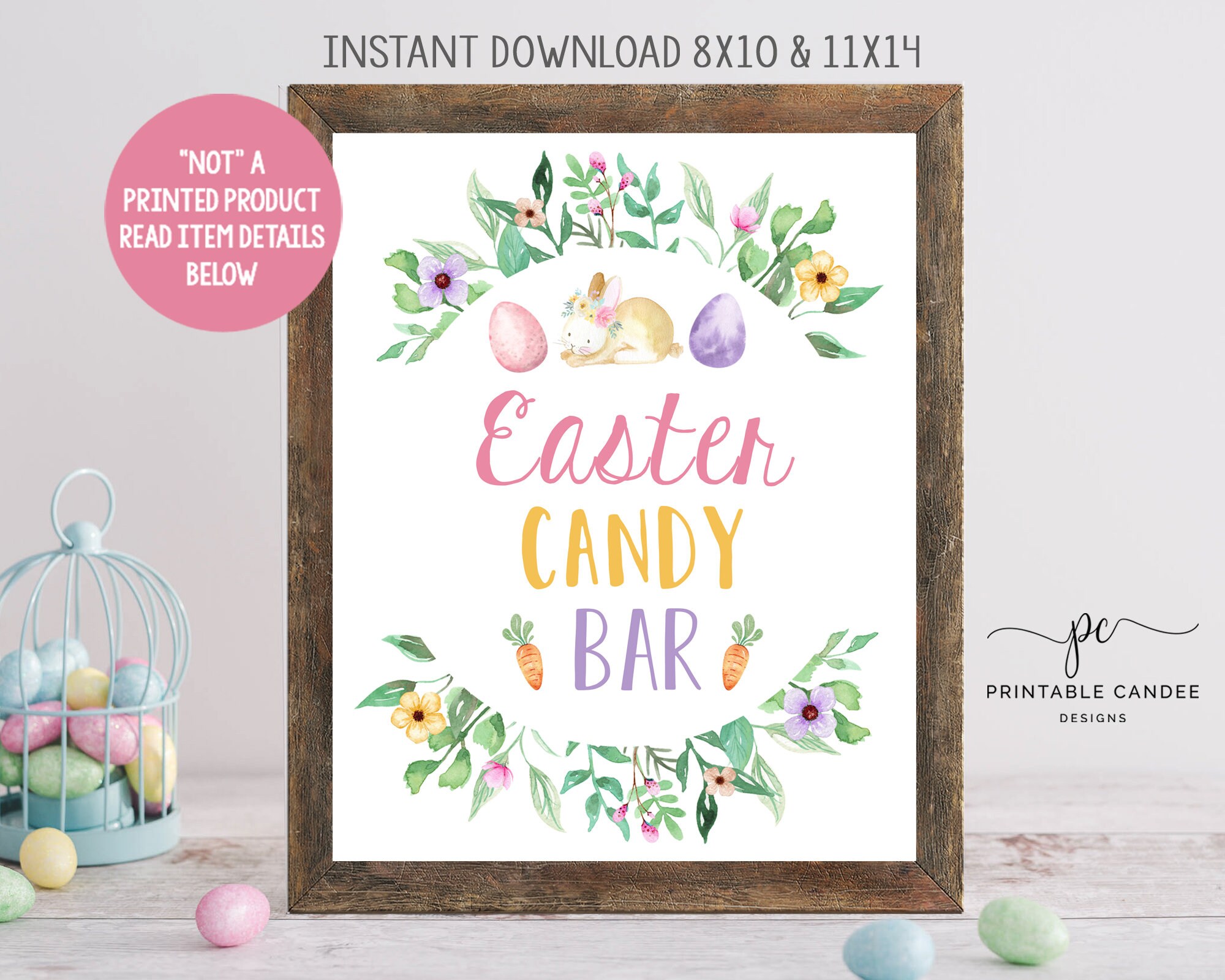 Easter Candy Bar Sign Girl Birthday Party Pastel Bunny Theme Etsy 日本