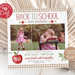 Back to School Mini Session Template Rustic Kids Photography Gingham School Minis Photo Templates Photographer Marketing File