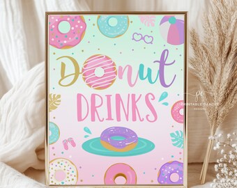Donut Bar Pool Party Drink Sign, Summer Birthday Decor (Printable File)