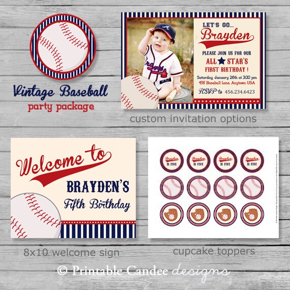 Items similar to Vintage Baseball Birthday Party Package - Baseball ...