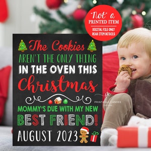 Christmas Pregnancy Announcement Holiday Gingerbread Big Sister Brother Chalkboard Printable Sign Digital