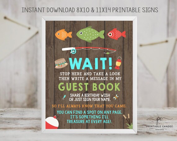 Fishing Guest Book Sign Fish Table Sign Fishing Party Signs