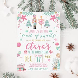 Nutcracker Birthday Invitation Editable Winter Sugar Plum Fairy Invite Girl Pink Party Template Printable PNTO