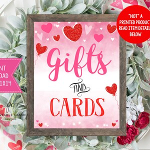 Valentine Gift Sign Sweetheart Birthday Decor Heart Party Table Printables Cute Sweet Red Pink Valentine&#39;s Day