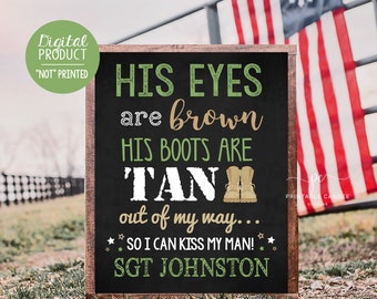 Welcome Home Wife Spouse Husband Sign Camo Military Homecoming Back from Deployment Sign Chalkboard Printable Custom