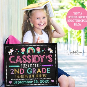 First Day of Preschool Sign 1st Day of Kindergarten Girl Unicorn ...