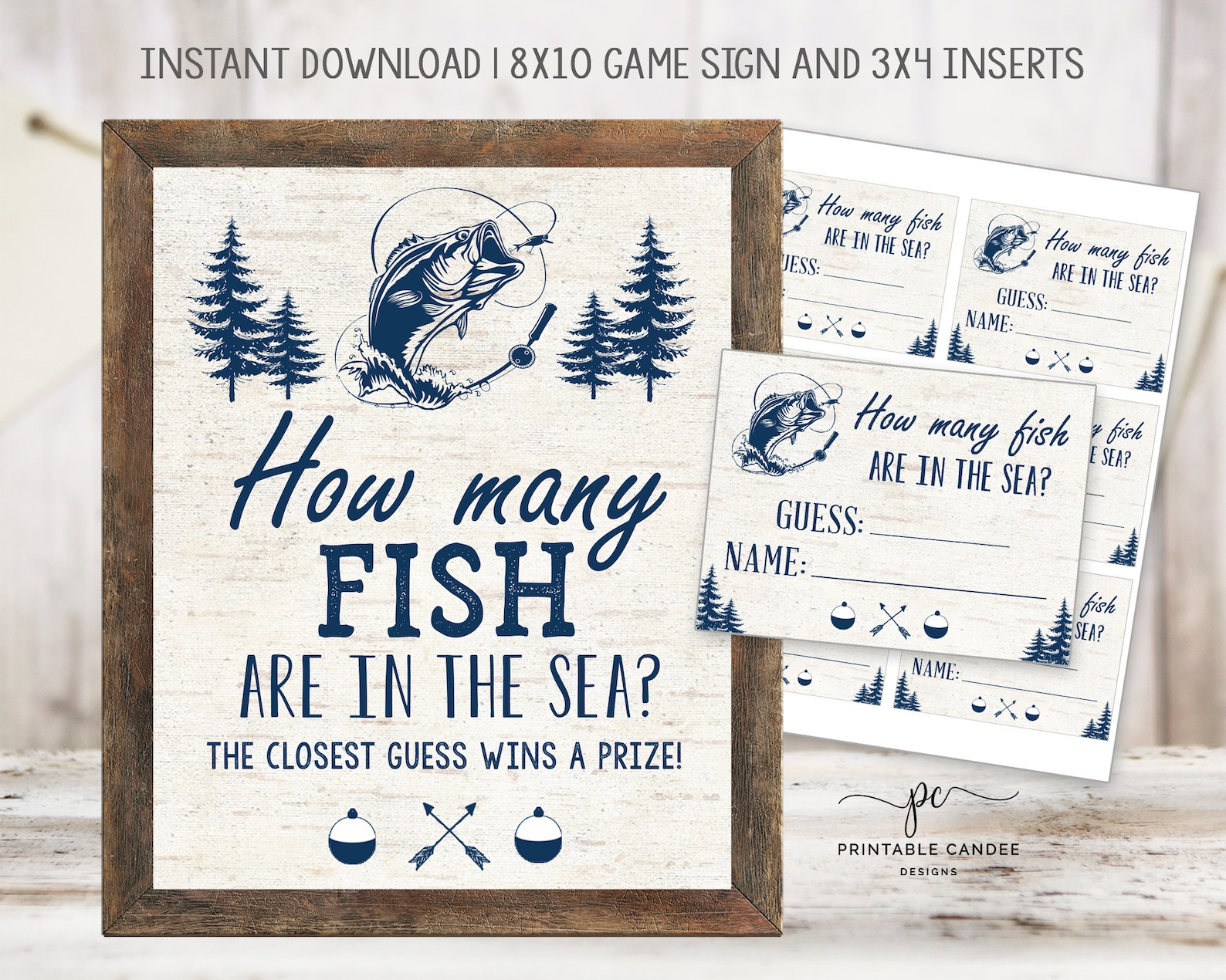 Guess How Many Fish Are in the Sea Printable Navy Fish Baby Shower