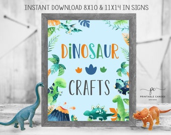 Dinosaur Crafts sign Dino Birthday Table Candy Bar Games Decor Printable Instant Download 8x10and 11x14 Inches