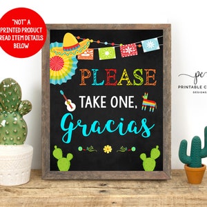 Fiesta Favor Table Sign Printable Mexican Cactus Baby Shower Game Favors Decor Instant Download