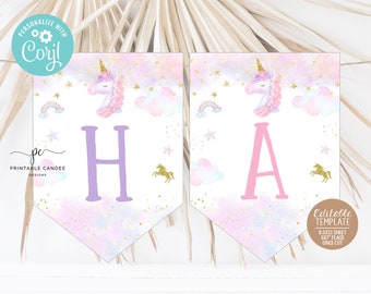 2 birthday banner personalized Unicorn children nursery star rainbow kid party e